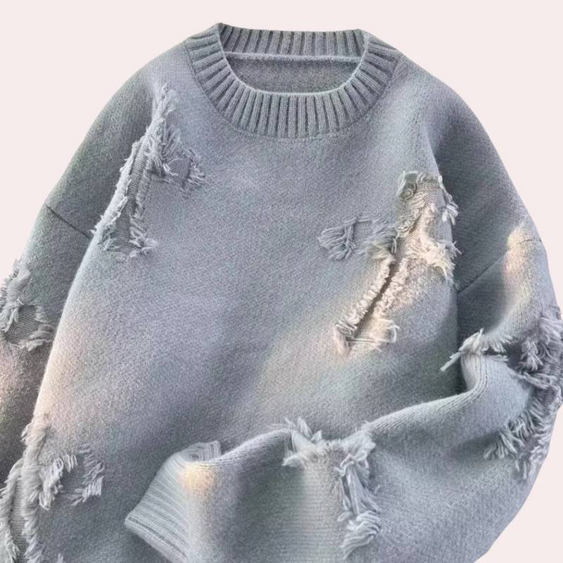 Trendy Grey Sweater with Unique Design for Men - Dario-S-State of Style