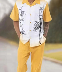 Trendy Harajuku two-piece set with 3D print for men – Kenji-Yellow-S-State of Style