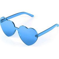 Trendy heart-shaped sunglasses without a frame in a transparent look - HeartBlitz-Blue-State of Style