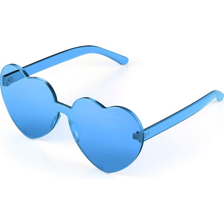 Trendy heart-shaped sunglasses without a frame in a transparent look - HeartBlitz-Blue-State of Style