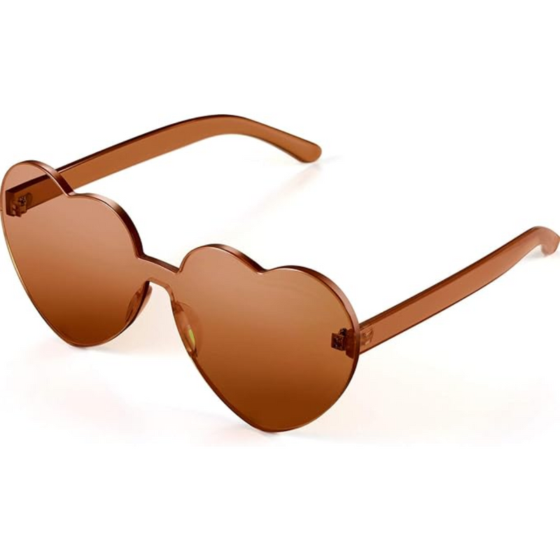 Trendy heart-shaped sunglasses without a frame in a transparent look - HeartBlitz-Brown-State of Style