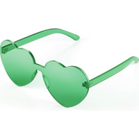 Trendy heart-shaped sunglasses without a frame in a transparent look - HeartBlitz-Green-State of Style