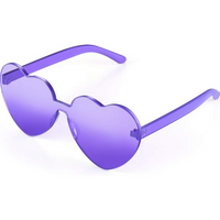 Trendy heart-shaped sunglasses without a frame in a transparent look - HeartBlitz-Purple-State of Style