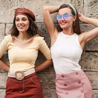 Trendy heart-shaped sunglasses without a frame in a transparent look - HeartBlitz-Yellow-State of Style