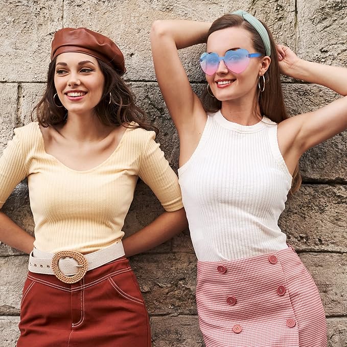 Trendy heart-shaped sunglasses without a frame in a transparent look - HeartBlitz-Yellow-State of Style