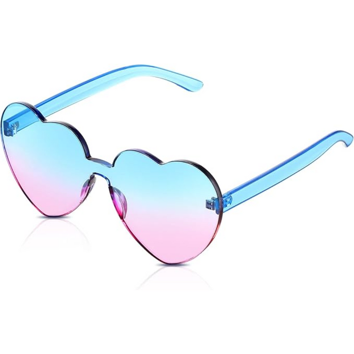 Trendy heart-shaped sunglasses without a frame in a transparent look - HeartBlitz-Yellow-State of Style