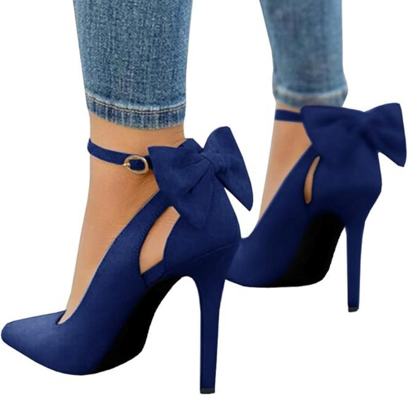 Trendy High Heels with Bow - Hailey-Marine blue-3-State of Style
