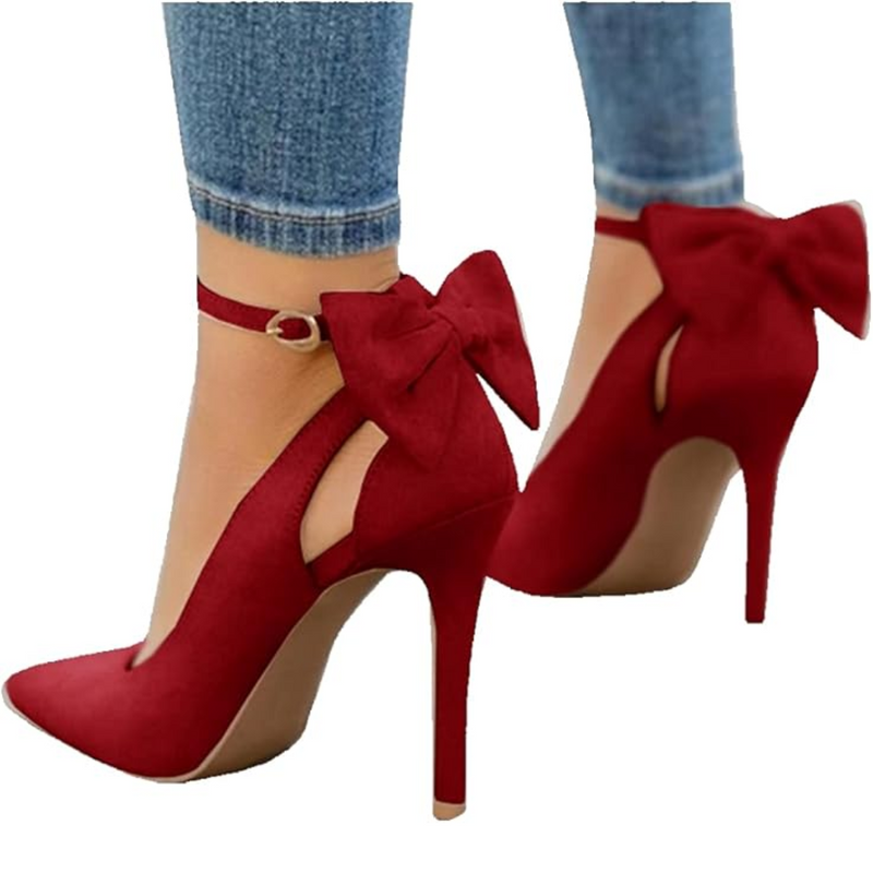 Trendy High Heels with Bow - Hailey-Red-3-State of Style