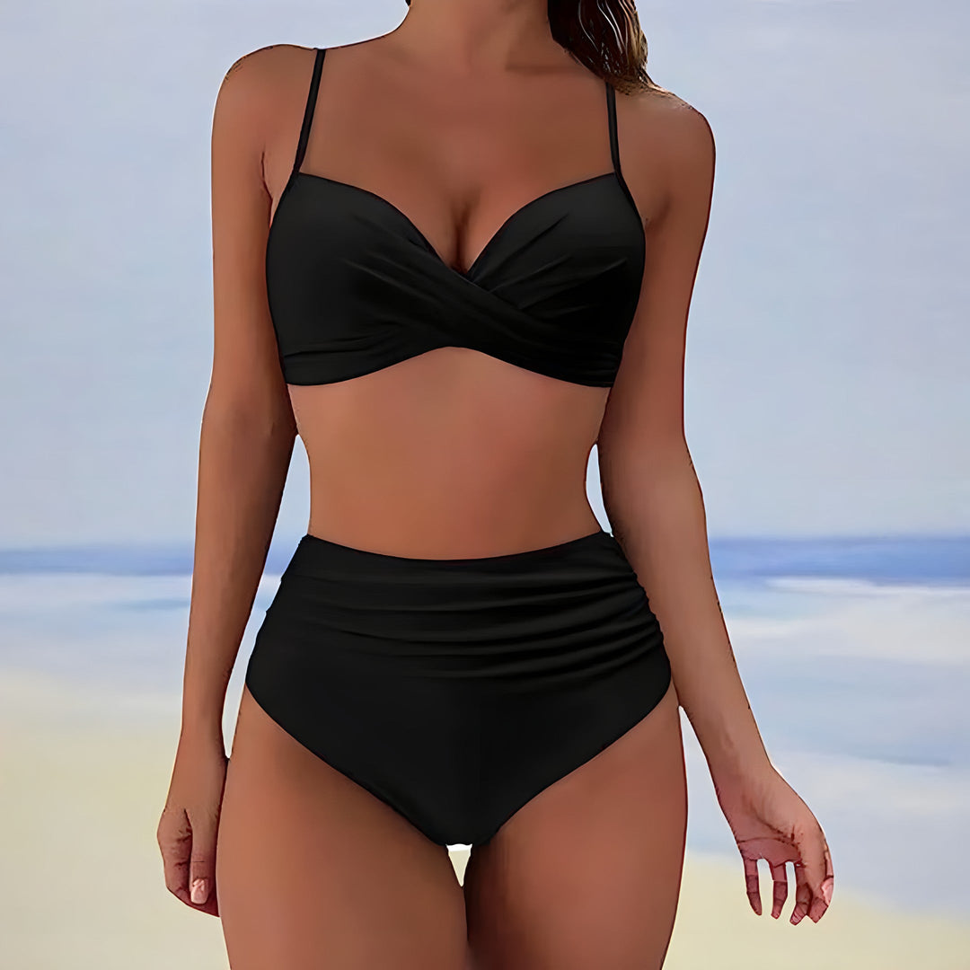 Trendy high-waist bikini with a comfortable fit – Eula-Green-S-State of Style