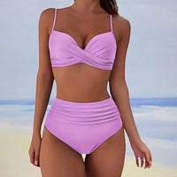 Trendy high-waist bikini with a comfortable fit – Eula-Green-S-State of Style