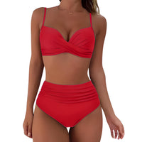 Trendy high-waist bikini with a comfortable fit – Eula-Red-S-State of Style