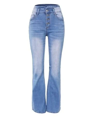 Trendy High-Waisted Denim Trousers - Mila-Blue-S-State of Style