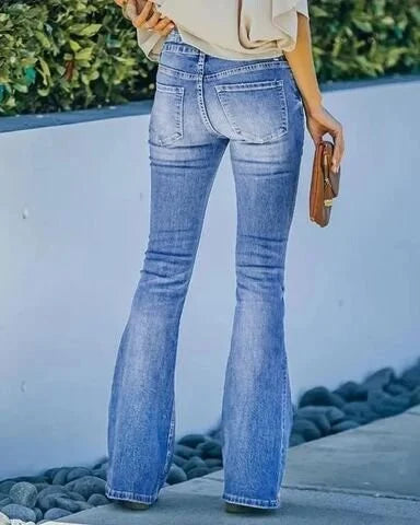 Trendy High-Waisted Denim Trousers - Mila-Blue-S-State of Style