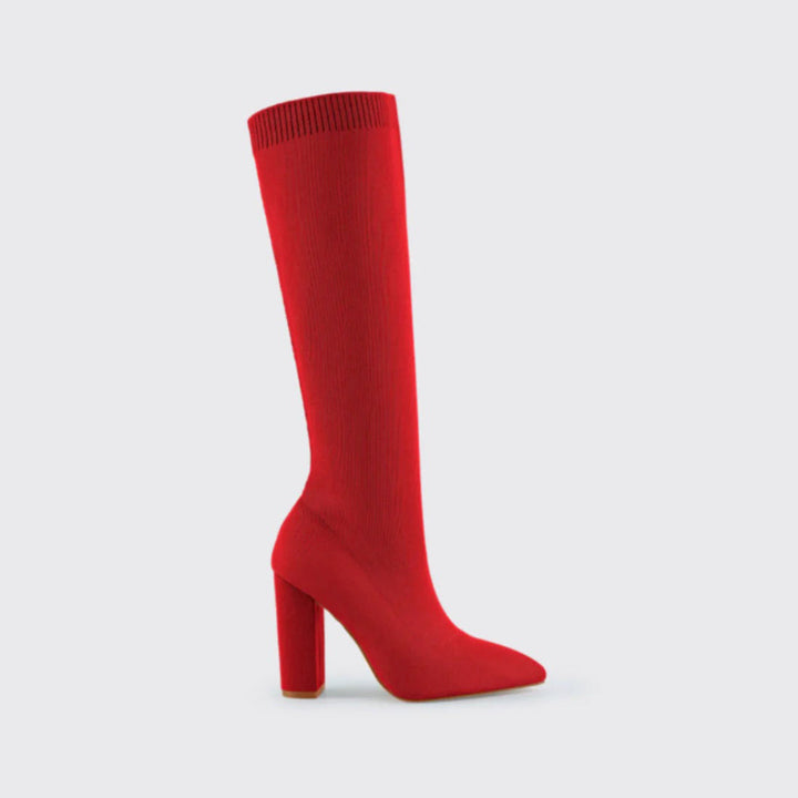 Trendy Knee-High Boots - Sophia-Red-4-State of Style