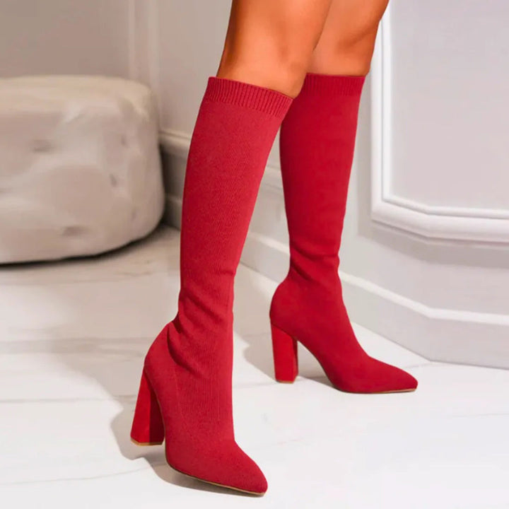 Trendy Knee-High Boots - Sophia-Red-4-State of Style