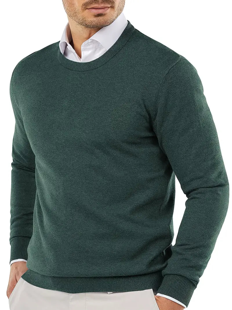 Trendy Knitted Crew Neck Jumper – Dante-Dark Green-S-State of Style