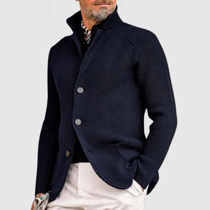 Trendy Knitted Men's Gilet with Pockets - Oscar-Dark Blue-S-State of Style