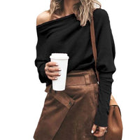 Trendy Knitted Off-Shoulder Women's Sweater - Sophie-Black-S-State of Style