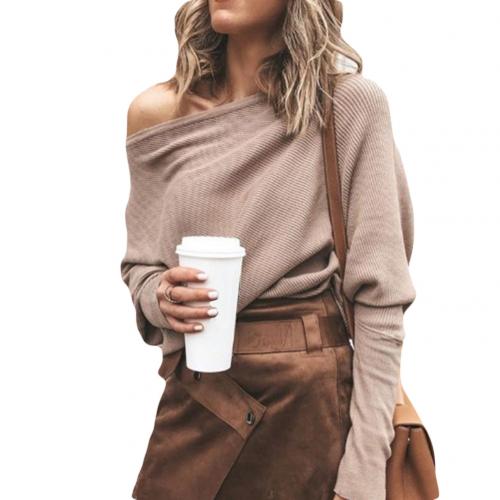 Trendy Knitted Off-Shoulder Women's Sweater - Sophie-Khaki-S-State of Style
