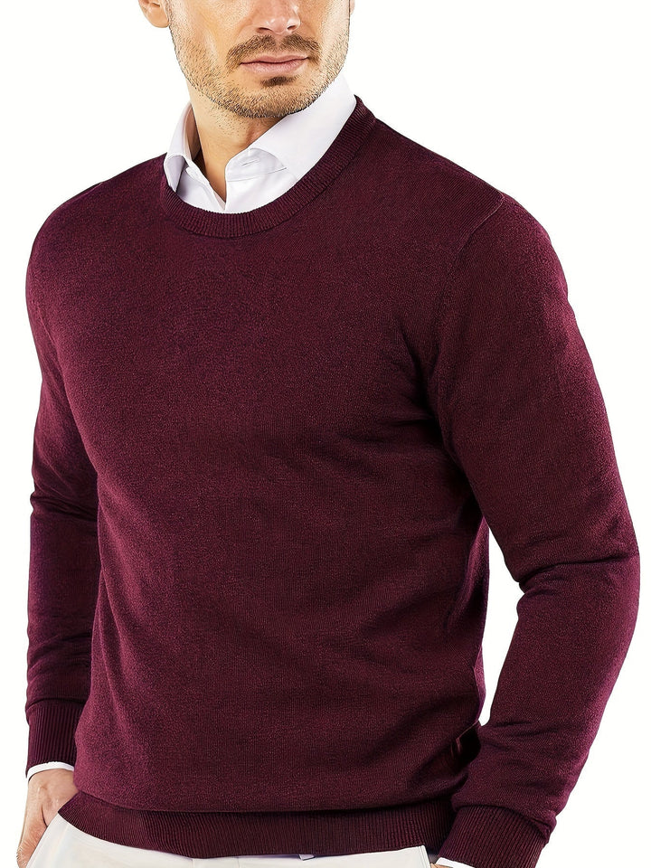 Trendy Knitted Sweater with Round Neck - Dante-Bordeaux red-S-State of Style
