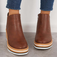 Trendy Ladies Ankle Boots with Zip and Platform - Alessia-Brown-4.5-State of Style