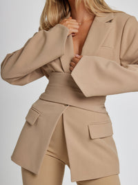 Trendy Ladies Blazer - Nora-S-Beige-State of Style