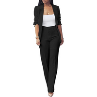 Trendy Ladies Blazer Set - Quina-Black-S-State of Style