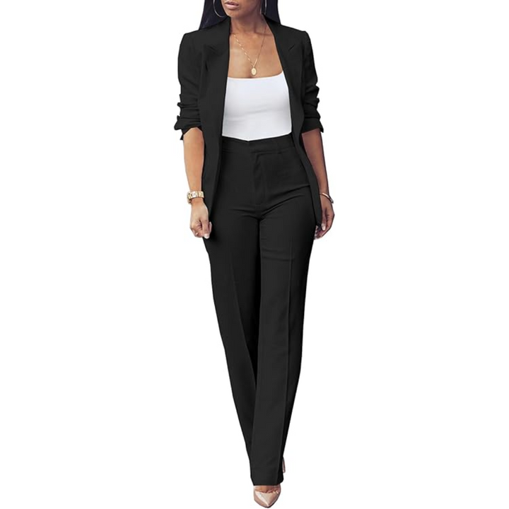 Trendy Ladies Blazer Set - Quina-Black-S-State of Style