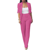 Trendy Ladies Blazer Set - Quina-Fuchsia-S-State of Style