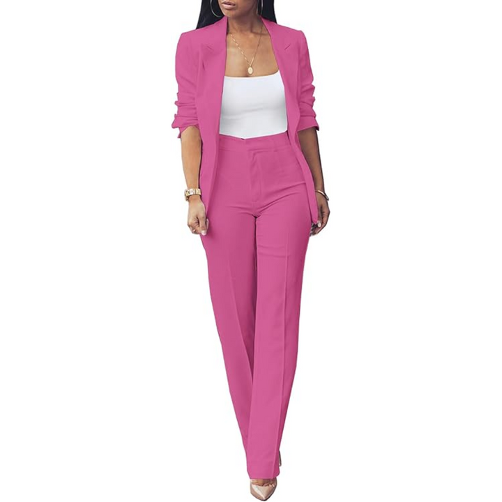 Trendy Ladies Blazer Set - Quina-Fuchsia-S-State of Style