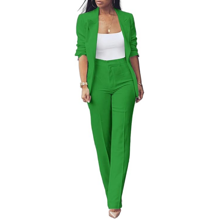 Trendy Ladies Blazer Set - Quina-Green-S-State of Style