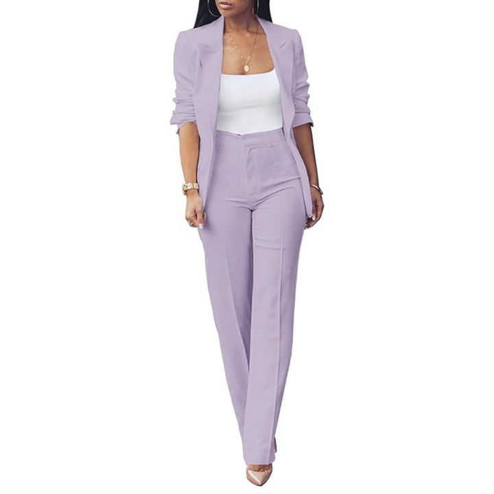 Trendy Ladies Blazer Set - Quina-Purple-S-State of Style