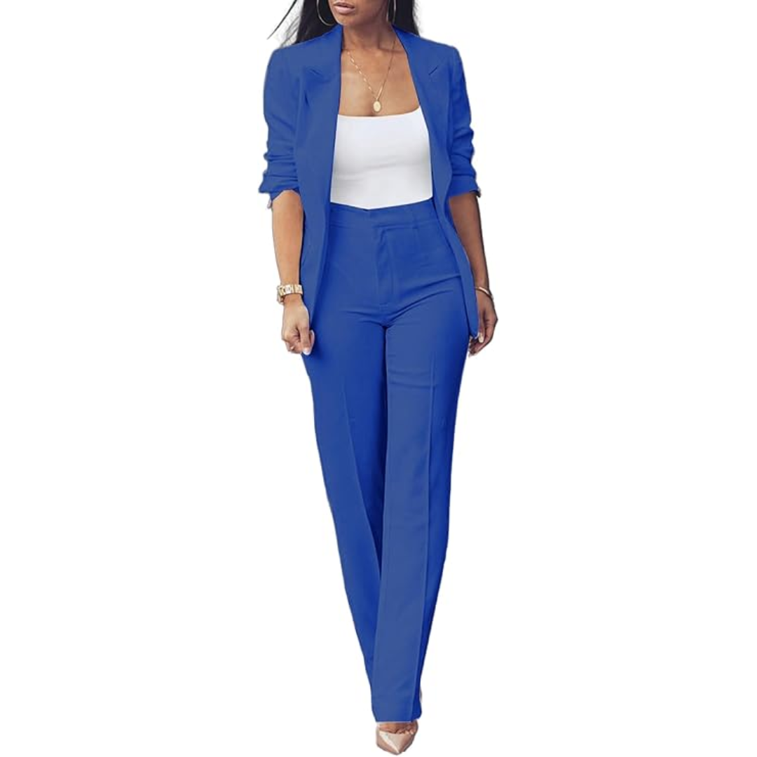 Trendy Ladies Blazer Set - Quina-Royal blue-S-State of Style