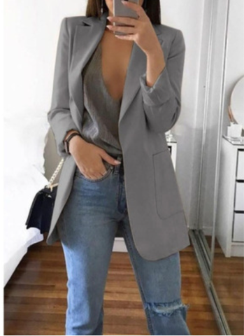 Trendy Ladies Blazer Vest - Elise-Grey-S-State of Style