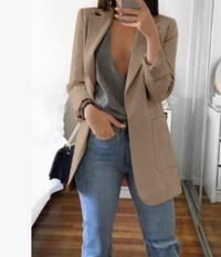 Trendy Ladies Blazer Vest - Elise-Khaki-S-State of Style