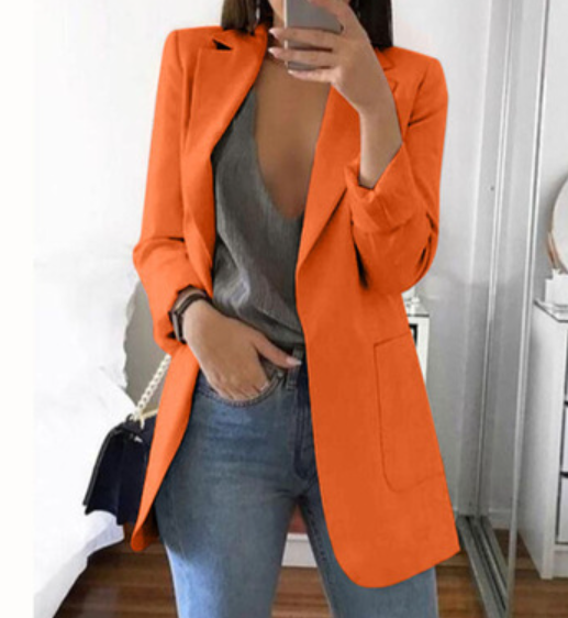 Trendy Ladies Blazer Vest - Elise-Orange-S-State of Style