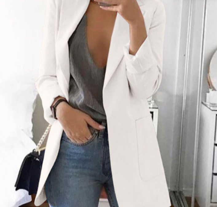 Trendy Ladies Blazer Vest - Elise-White-S-State of Style
