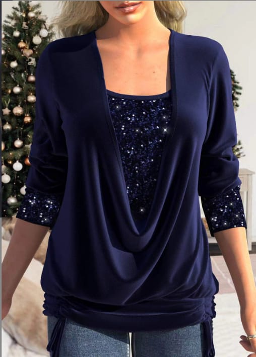 Trendy Ladies Blouse – Elin-Dark blue-S-State of Style
