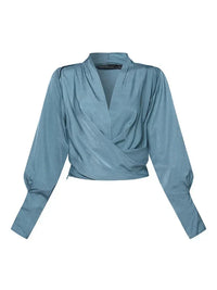 Trendy Ladies' Blouse with V-Neck - Elena-Blue-S-State of Style