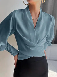 Trendy Ladies' Blouse with V-Neck - Elena-Blue-S-State of Style