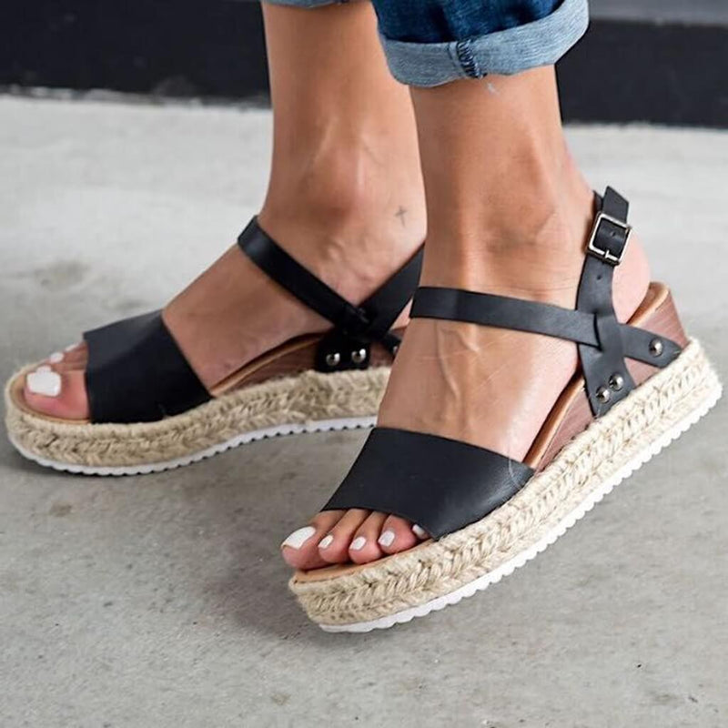 Trendy Ladies Espadrille Summer Sandals - Liv-Black-35-State of Style