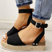 Trendy Ladies Espadrille Summer Sandals - Liv-Black-35-State of Style
