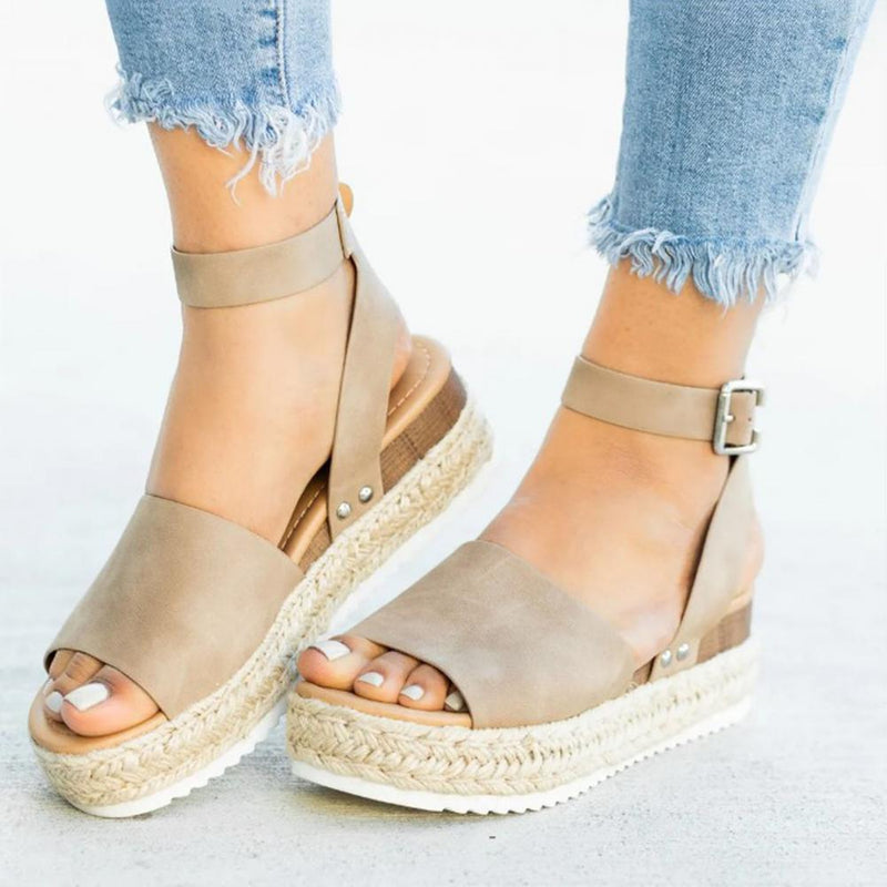 Trendy Ladies Espadrille Summer Sandals - Liv-Khaki-35-State of Style