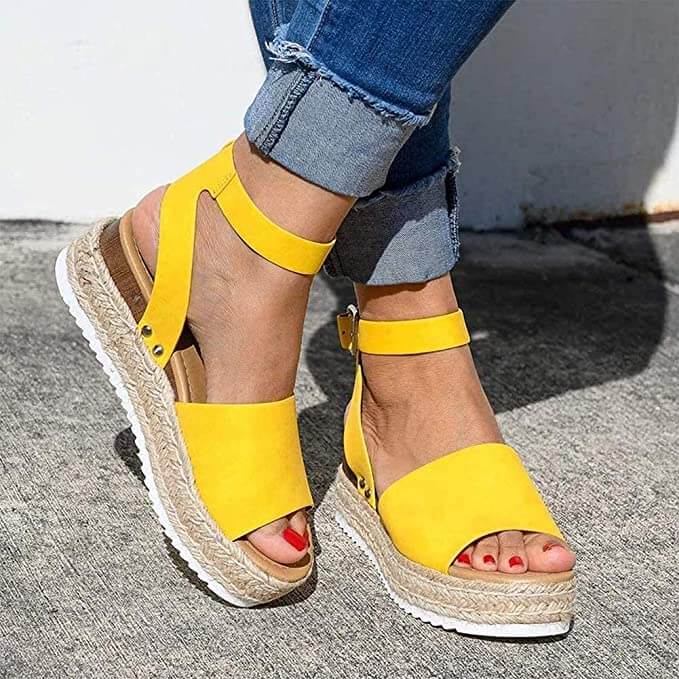 Trendy Ladies Espadrille Summer Sandals - Liv-Yellow-35-State of Style