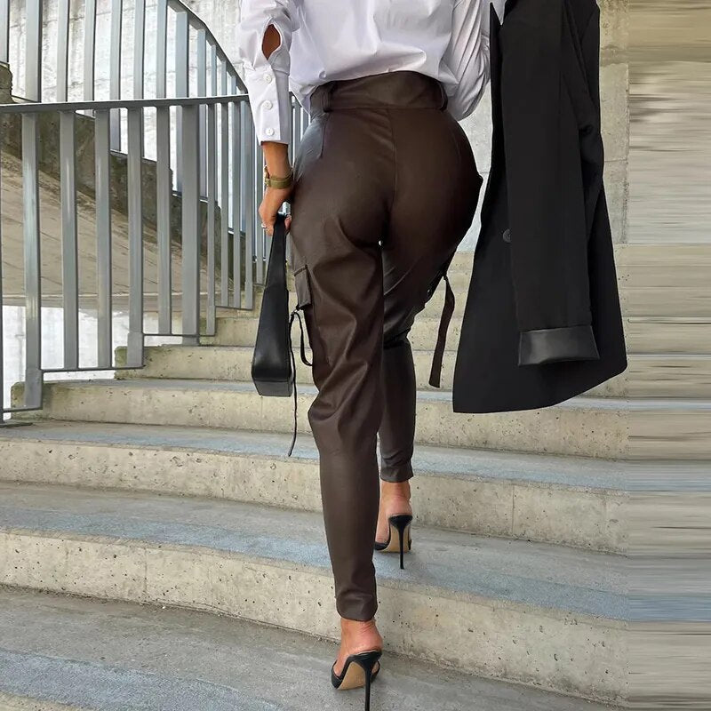 Trendy Ladies Leather Trousers - Sophie-Black-S-State of Style