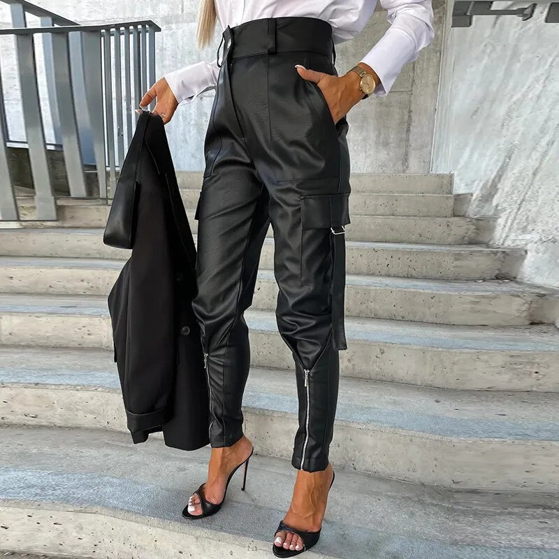 Trendy Ladies Leather Trousers - Sophie-Black-S-State of Style