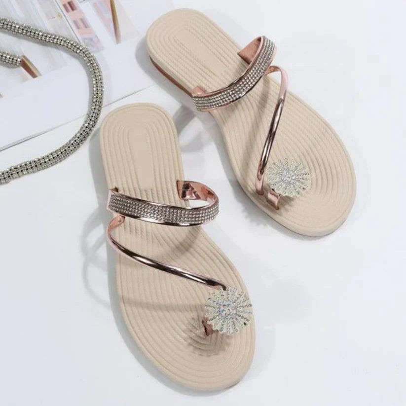 Trendy Ladies Sandals with Unique Snowflake Detail – Arluna-Gold-3-State of Style