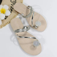 Trendy Ladies Sandals with Unique Snowflake Detail – Arluna-Silver-3-State of Style