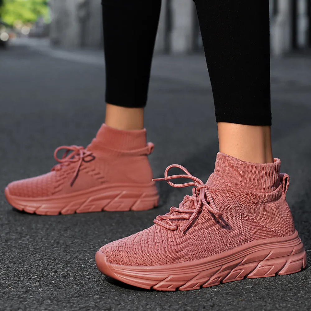 Trendy Ladies Sneakers - Elara-Dark red-3-State of Style