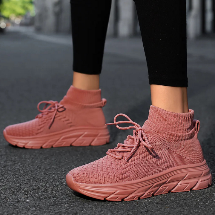 Trendy Ladies Sneakers - Elara-Dark red-3-State of Style